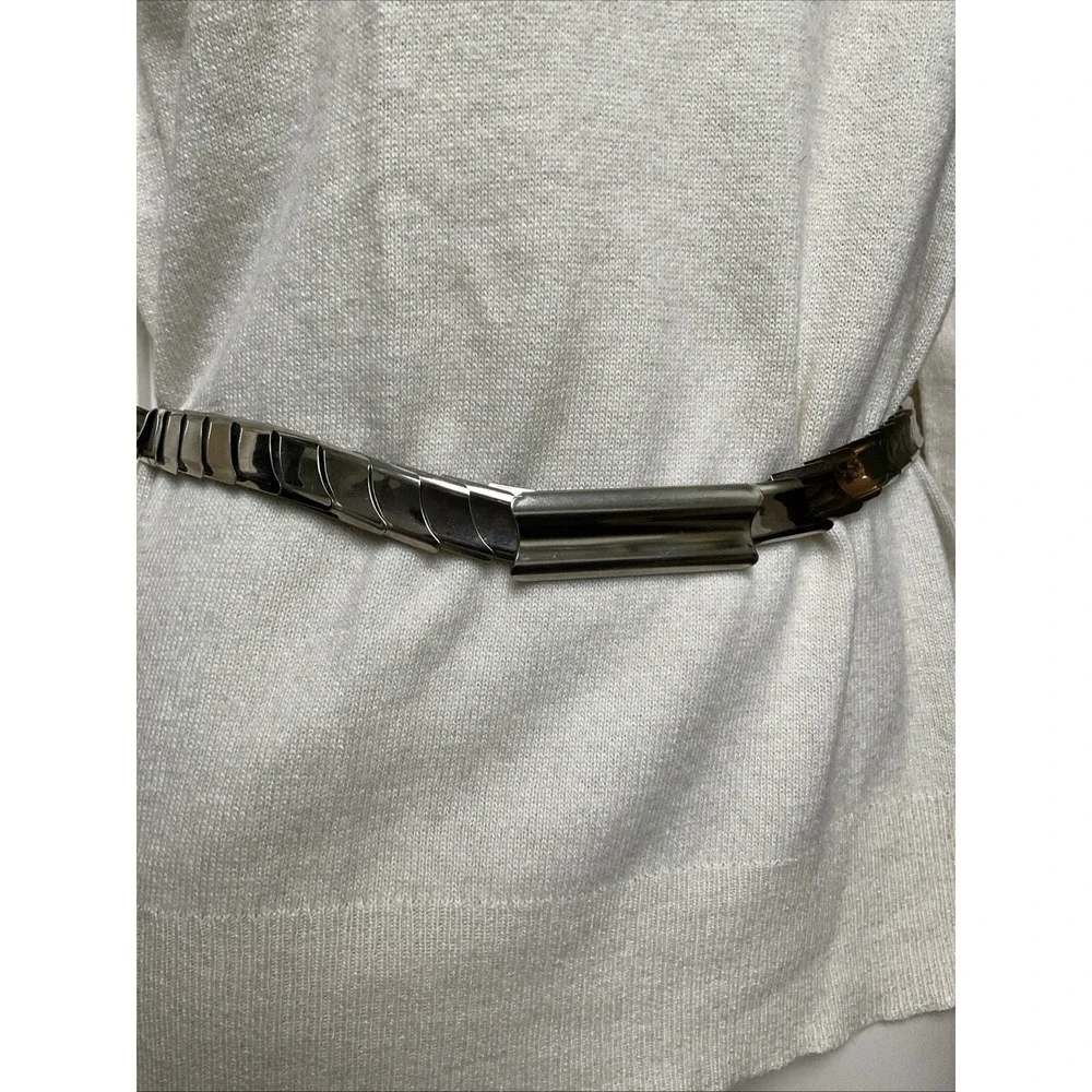 Vintage Silver Tone Stretch Snake Belt 70s 80s